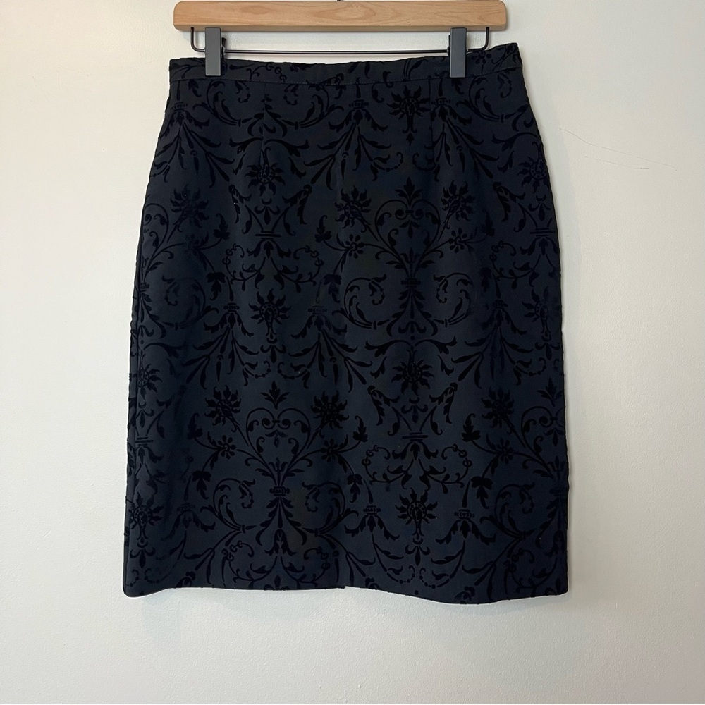Jillian Jones Black Paisley Print Embossed Pencil Skirt‎ 10
